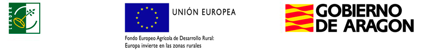 Logotipos oficiales del Programa Leader, Unión Europea y Gobierno de Aragón
